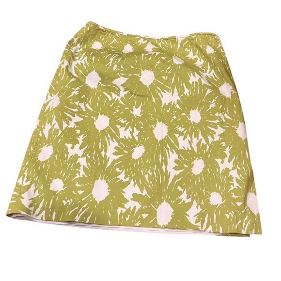 Talbots Women Sz 6 Tropical Floral Cotton Pencil Skirt Knee Length Green & White - Picture 4 of 9